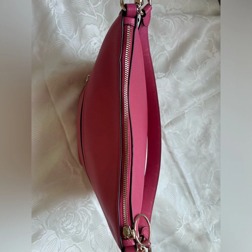 Coach pebbled pink hobo 2way crossbody shoulder leather bag with removal strap - Picture 8 of 17